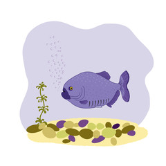 Tropical sea fish isolated on a light background. Cartoon technique. Vector illustration. Suitable for textiles, design of children's rooms, t-shirts, etc.