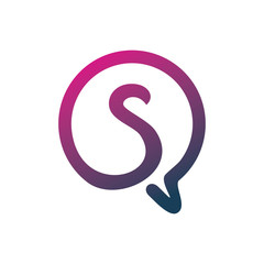 circle color line letter s chat logo design