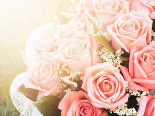 bouquet of roses in vintage style for background, mothers day, valentines day