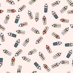 Seamless vector pattern with sport water bottles . Can be used for illustration of zero waste, reuse bottles, save water
