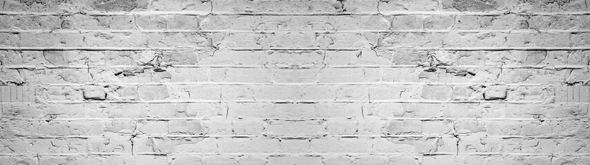 White gray light damaged rustic brick wall texture banner panorama