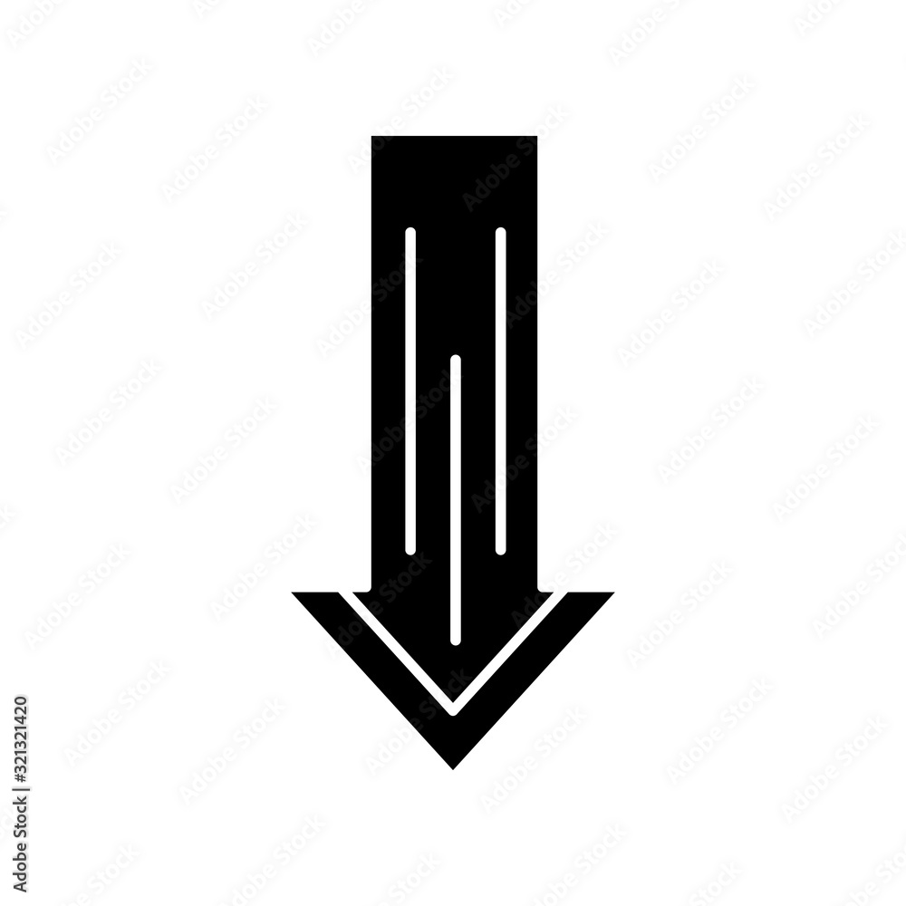 Poster down arrow black glyph icon. scrolldown interface navigational button. swipe down gesture. website p