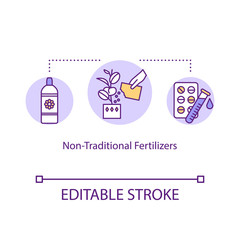 Non-traditional fertilizers concept icon. Minerals and chemicals. Houseplant feeding. Plant nourishing idea thin line illustration. Vector isolated outline RGB color drawing. Editable stroke