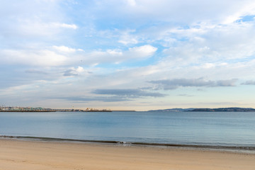 Sunrise on a quiet and beautiful beach in Europe
