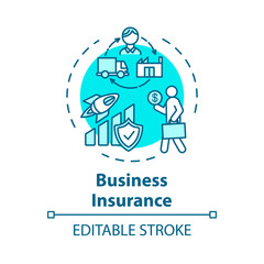 Fototapeta na wymiar Business insurance concept icon. Deposit benefit. Money loss prevention. Policy for employee. Capital growth idea thin line illustration. Vector isolated outline RGB color drawing. Editable stroke
