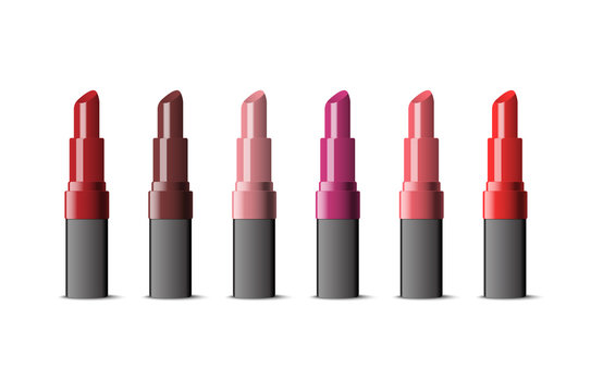 Set of realistic lipstick, artwork can change color, vector illustration