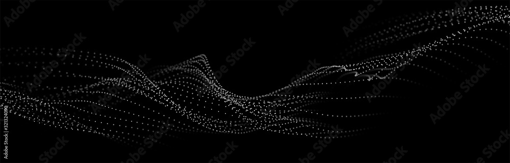 Poster Abstract digital wave of particles. Futuristic point wave. Technology background vector. Vector illustration