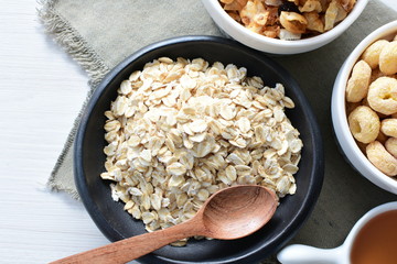 Oatmeal, Quinoa cereal accompanied by seeds and honey