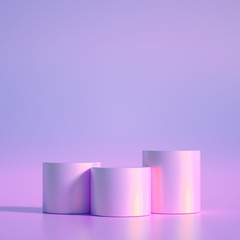 Elegant metal background with pedestal, podium and studio. 3d illustration, 3d rendering.