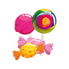set of lollipops with candies isolated icon vector illustration design