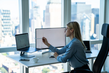 Fototapeta na wymiar Professional businesswoman working with laptop in office