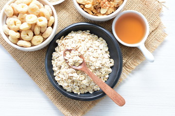 Oatmeal, Quinoa cereal accompanied by seeds and honey