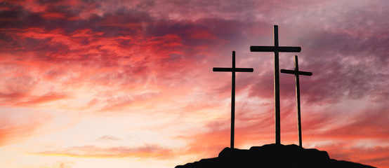 Fototapeta Crucifixion Of Jesus Christ At Sunrise obraz