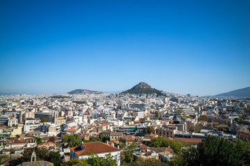 Fototapeta na wymiar Aerial view of Athens Greece sprawling historic city in Europe