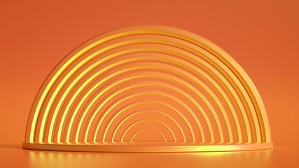 Obraz premium Elegant metal background with pedestal, podium and studio. 3d illustration, 3d rendering.