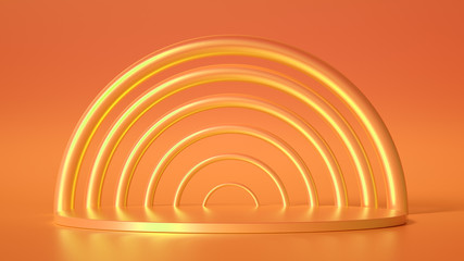 Obraz premium Elegant metal background with pedestal, podium and studio. 3d illustration, 3d rendering.