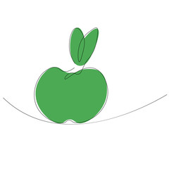 Green apple cartoon on white background vector illustration