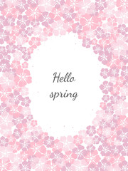 Card with cherry blossom with text 'Hello spring'.