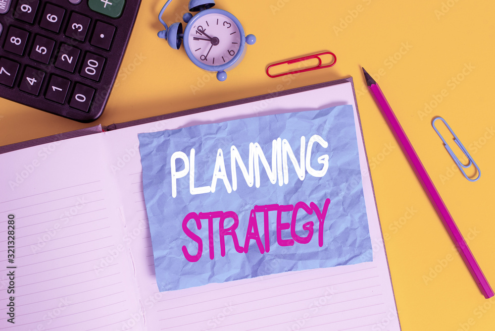 Poster conceptual hand writing showing planning strategy. concept meaning systematic process of envisioning