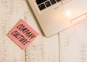 Word writing text Company Culture. Business photo showcasing pervasive values and attitudes that...