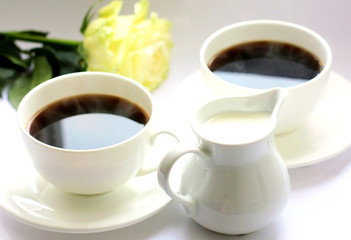 Two cups of invigorating coffee or cream tea in the morning.