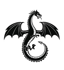Black silhouette of the dragon vector.