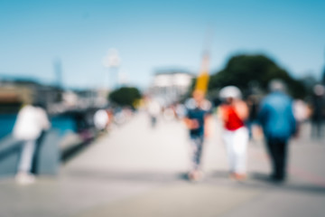 Blur image of Wellington City waterfront view in the capital of New Zealand
