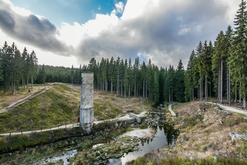 Burst stone dam. Only the tower remained.