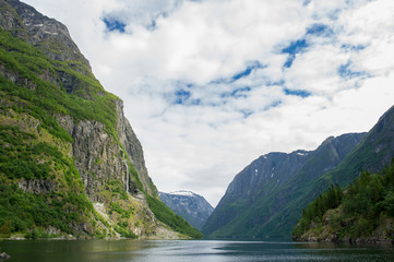 Panoramic view of the Aurladsjord Norvegia Fjord - Flam