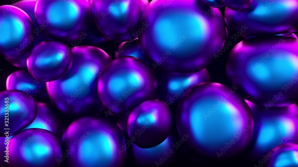 Poster abstract colorful squishy balls move and interact with each other with internal pressure trying to f