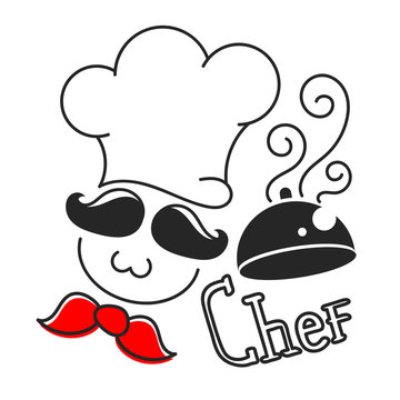 Chef Monochrome Logo For Cafes, Restaurants, Vector