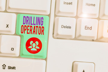 Conceptual hand writing showing Drilling Operator. Concept meaning someone that do the rigging and...