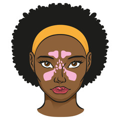 Illustration nasal cavity face, sinuses, black woman. Ideal for catalogs, newsletters and medicine and institutional