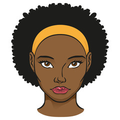 Illustration of a black woman human head. Ideal for catalogs, newsletters and beauty and institutional guides