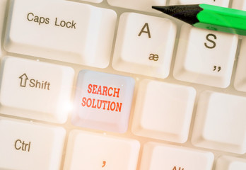 Conceptual hand writing showing Search Solution. Concept meaning an action or process of finding...