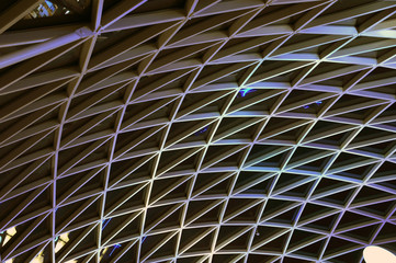 A canopy made of polycarbonate arc . Metal construction.