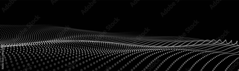 Leinwandbilder abstract digital wave of particles. futuristic point wave. technology background vector. vector illu