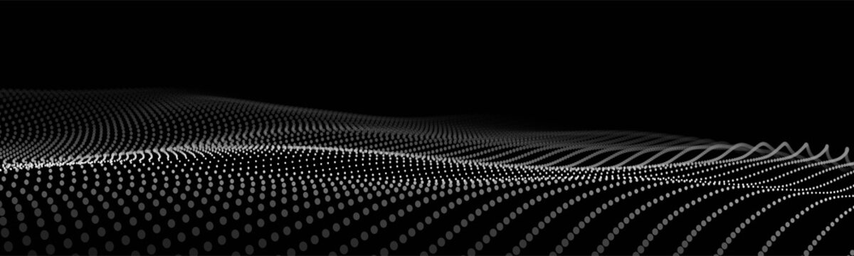 Abstract digital wave of particles. Futuristic point wave. Technology background vector. Vector illustration