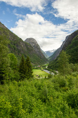 Fototapeta na wymiar Panoramic of Flam Valley in Norway