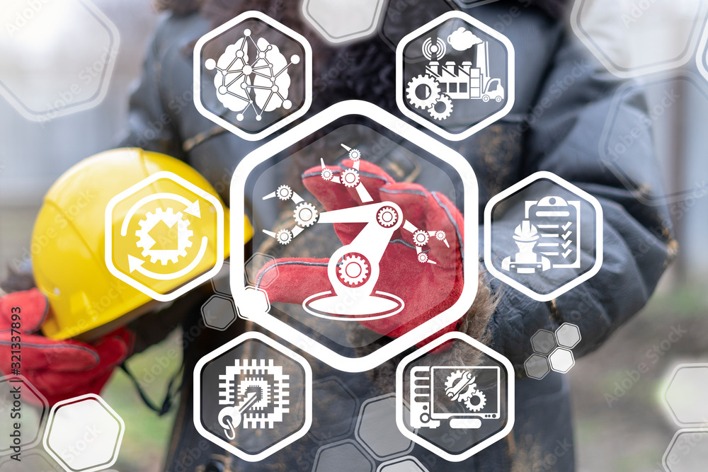 Aufkleber robots arm automation industrial technology. automatic robotics smart industry.