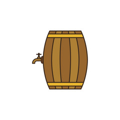 Doodle colorful barrel icon isolated on white background.