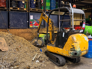 Recycling plant in a scrapyard moving brass scrap.