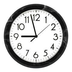 Blue wall clock. Isolated on white background. High quality photo.