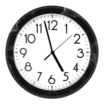 Blue wall clock. Isolated on white background. High quality photo.