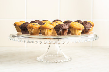 Sweet muffins. Chocolate cupcakes.