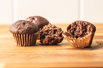 Sweet muffins. Chocolate cupcakes.