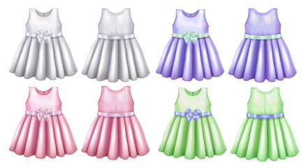 Baby Dress Mockup Set in Realistic Style