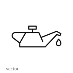car oil icon, lubrication drop, change oil in engine automobile,thin line web symbol on white background - editable stroke vector illustration eps10
