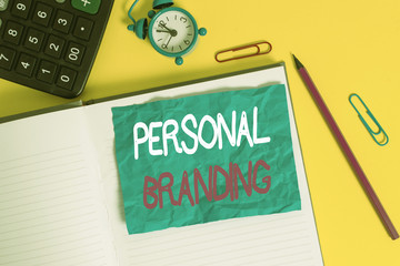 Conceptual hand writing showing Personal Branding. Concept meaning process of creating a...