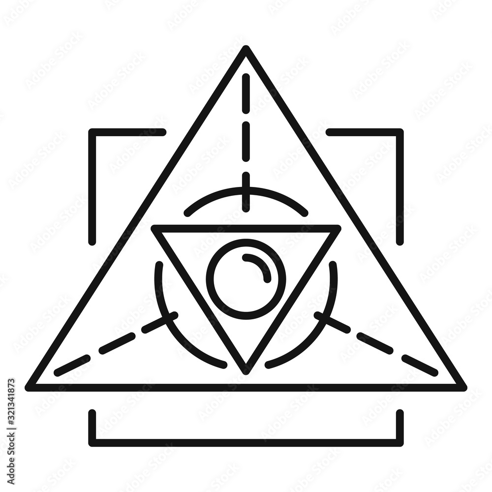 Poster magic alchemy triangle icon. outline magic alchemy triangle vector icon for web design isolated on w